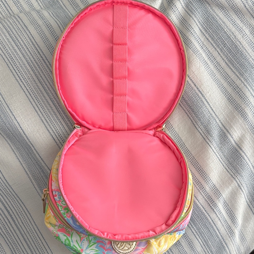 Lilly Pulitzer Bright Floral Double-Zip Cosmetic Case with Gold Emblem - Picture 4 of 5